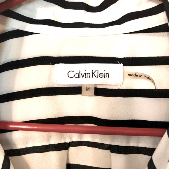 Calvin Klein blouse, black & white stripe - Picture 3 of 5